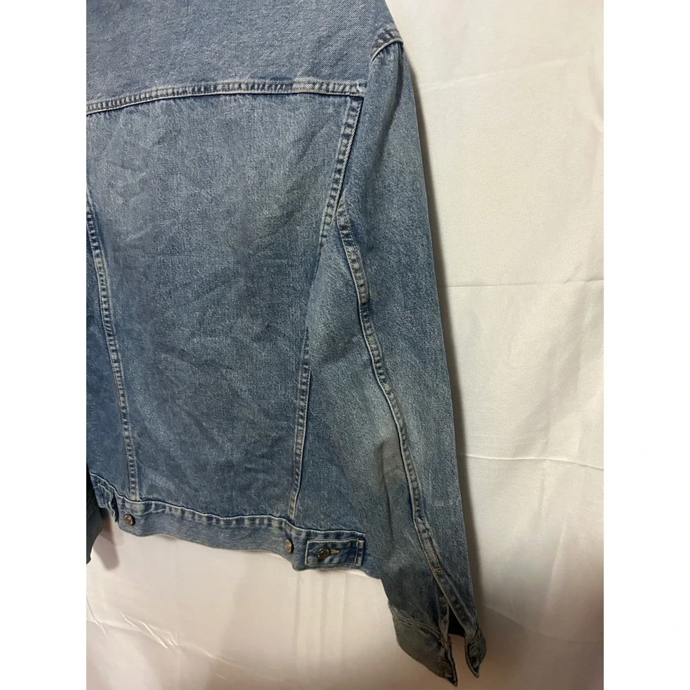 H&M Denim Jacket Mens M Blue Trucker Jean Jacket Vintage Style Y2K - Picture 3 of 8